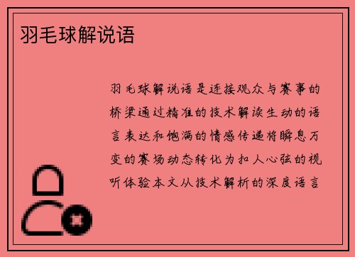 羽毛球解说语